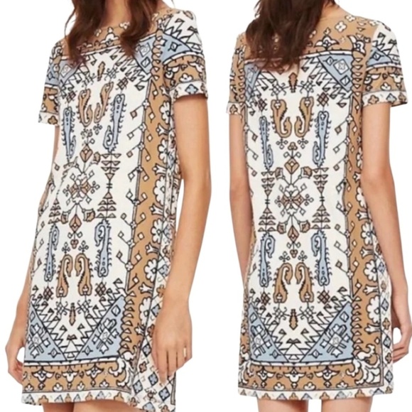 Tory Burch Dresses & Skirts - TORY BURCH 100% Pima Cotton MADE IN PERU Short Sleeve Aztec Tribal Print Dress L